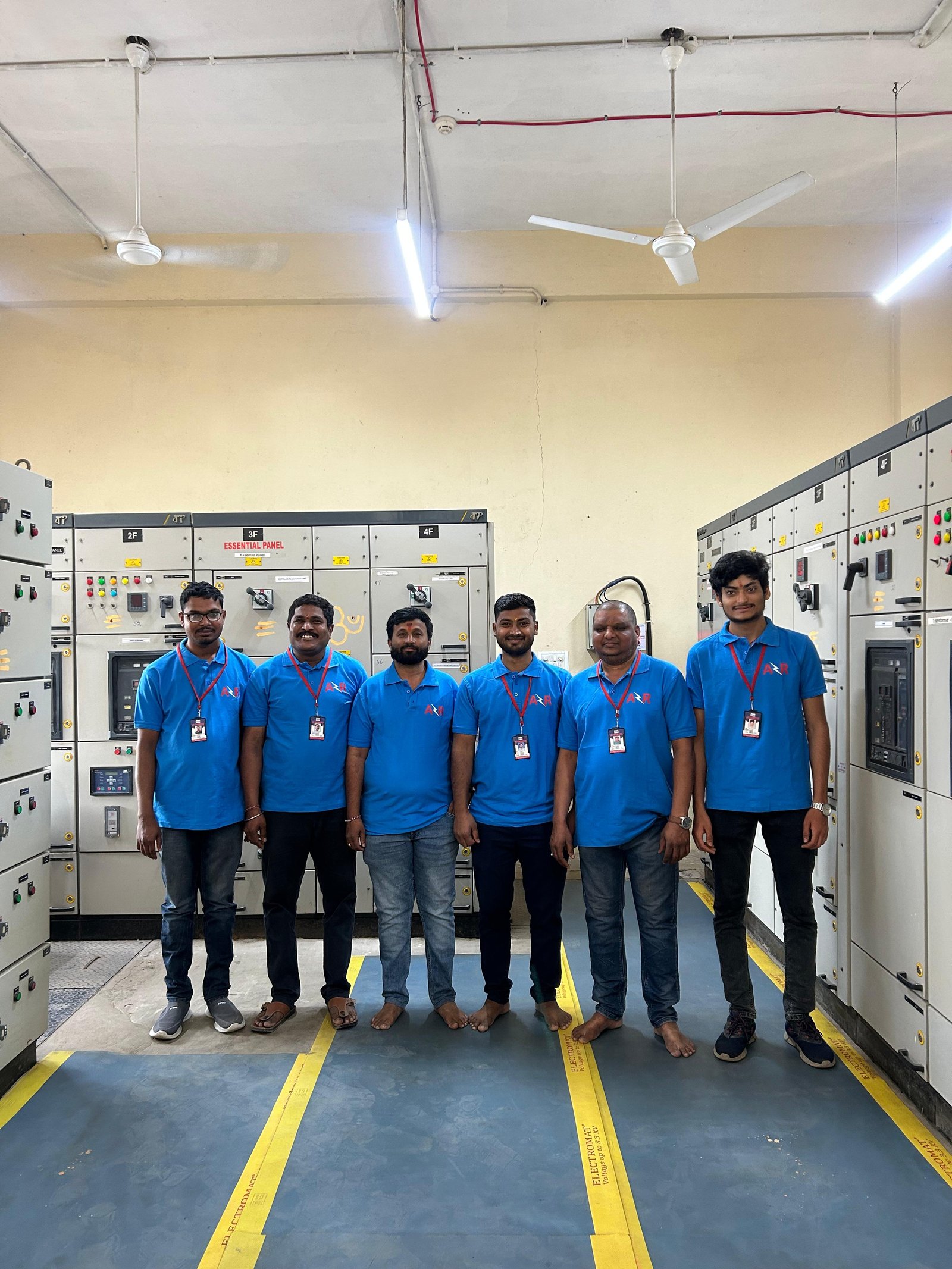 AR Engineers team at the main LT panel and transformer bank of a client substation